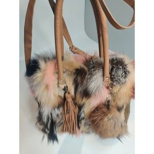 Real fox fur multicoloured bag with leather details brand is Befur on Etsy
